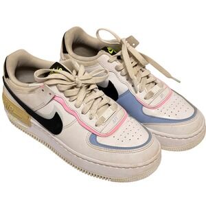 Nike Air Force‎ 1 Shadow SE Casual Sneakers White Pink Blue Yellow Size 7.5